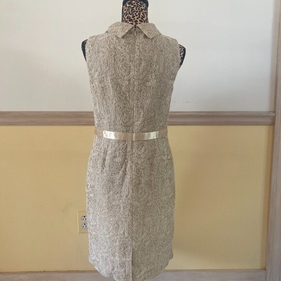 Brooks Brothers Gold Cowl Neck Sleeveless Shimmer‎ Jacquard Dress. Size 4 K12 - Picture 3 of 4